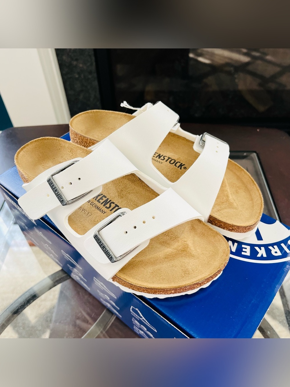 Sz 36 Birkenstock Arizona White Birko-Flor Unisex Sandals L5/M3